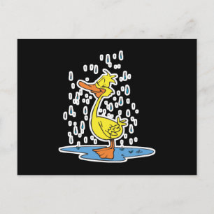 Carte Postale mignon canard à flaque sous la pluie