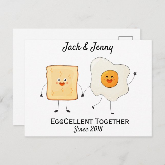 Carte Postale Mignon Drôle Joyeux Toast Eggcellent Ensemble      (Devant / Derrière)