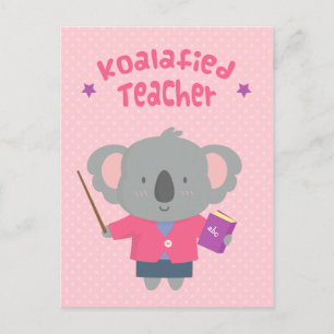 Carte Postale Mignon Enseignant Koala Ours Amusant Jeu de Mots