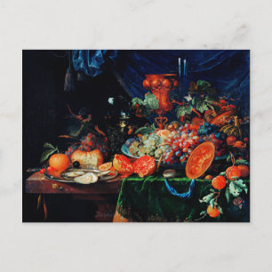 Carte Postale Mignon - Fruits et huîtres, peinture d'art 