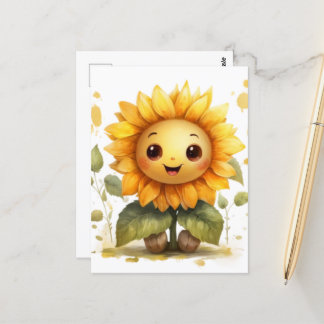 Carte Postale Mignon & Heureux Tournesol Jaune