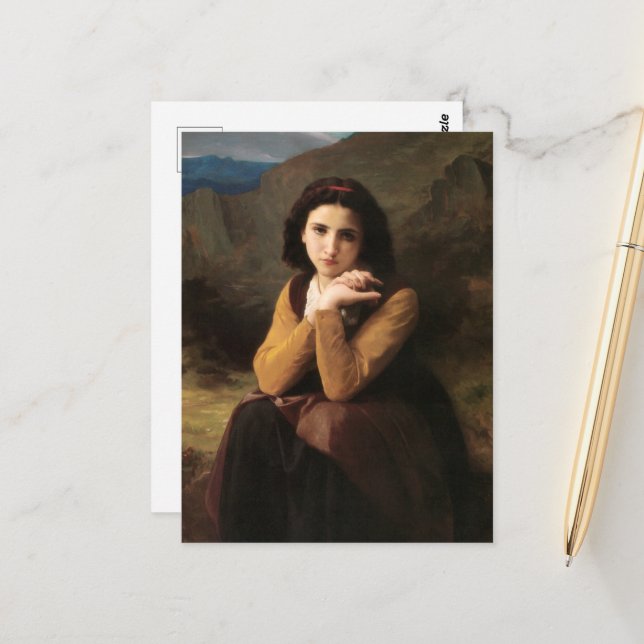Carte Postale Mignon Innocence d'une adolescente, Bouguereau (Devant/Arrière en situation)