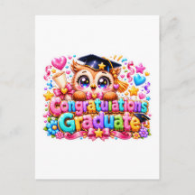 Mignon Kawaii Félicitations Diplômé Hibou Pastel P