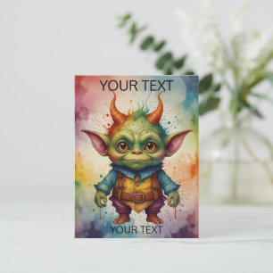 Carte Postale Mignon lutin drôle et coloré 