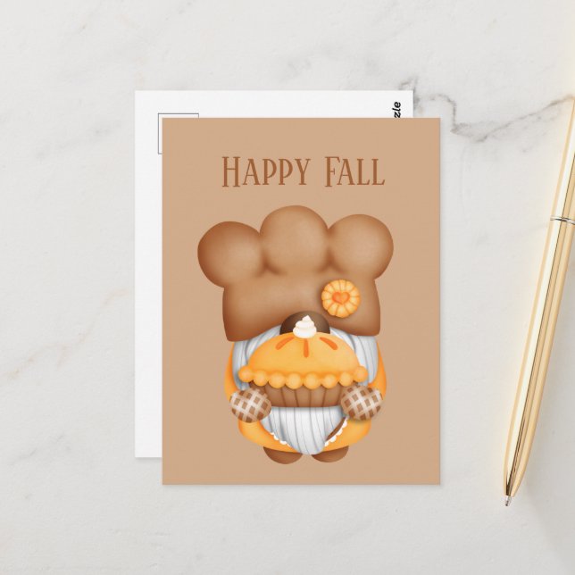 Carte Postale mignon pâté à pâtisserie saisonnière d'automne gno (Devant/Arrière en situation)