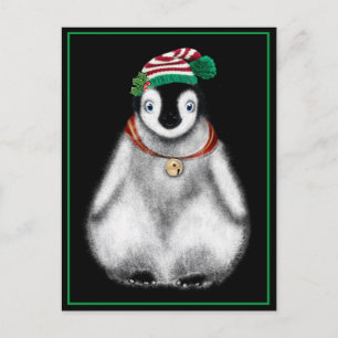 Carte Postale Mignon pingouin festif de Noël 