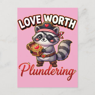 Carte Postale Mignon Raton Pirate de la Saint-Valentin - Amour V