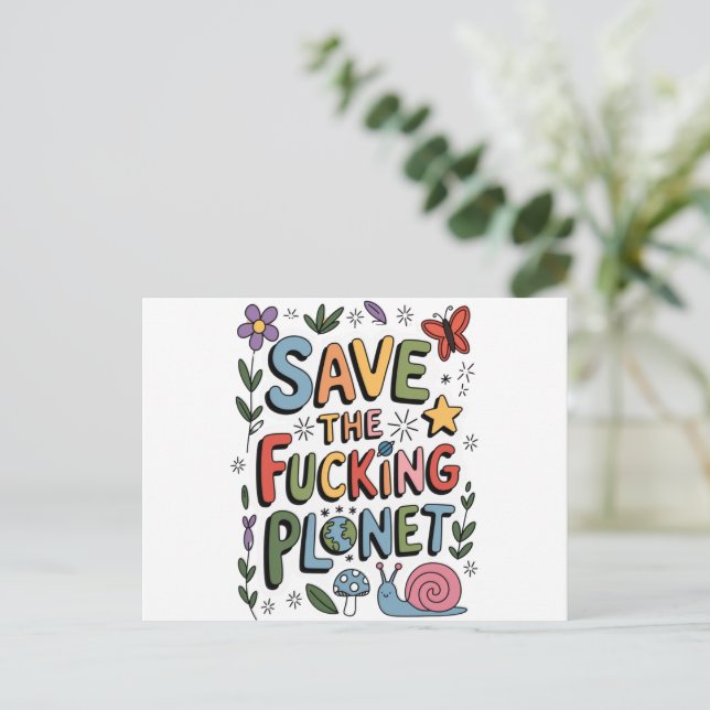 Carte Postale Mignon Sauvegarder La Planète Éco-guerrier Environ (Debout devant)