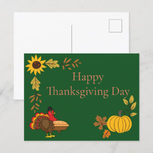 Carte Postale Mignon Turquie Citrouille Pie Thanksgiving   Perso