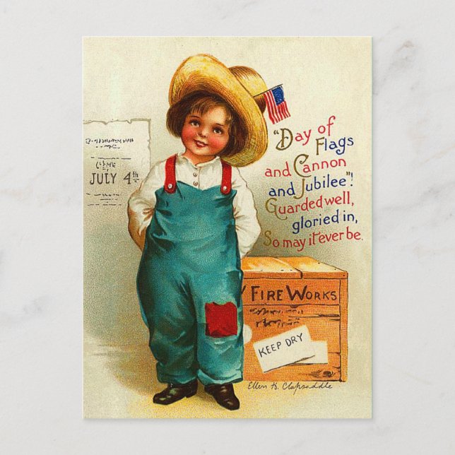 Carte Postale Mignon Vintage 4 juillet (Devant)