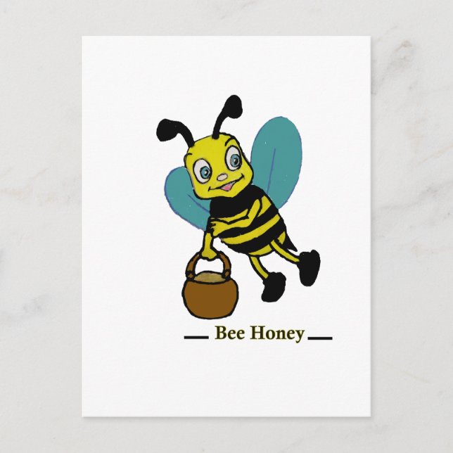 Carte Postale Mignonne abeille souriante drôle à l'aquarelle  (Devant)