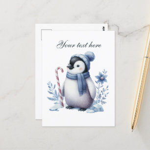 Carte Postale Mignonne amateurs de manchots d'hiver saisonnier a