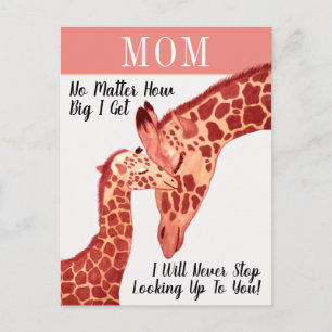 Carte Postale Mignonne Aquarelle maman et bébé Giraffes Fête des