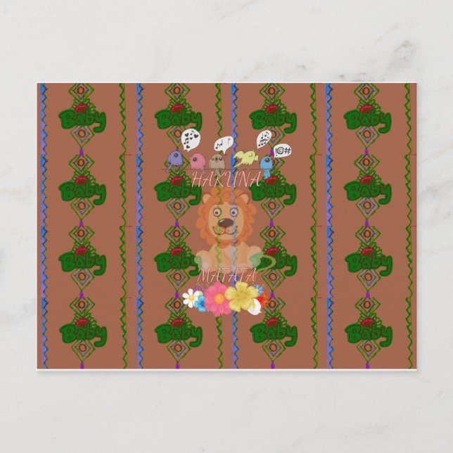 Carte Postale Mignonne Bébé Lion King : Hakuna Matata Design (Devant)
