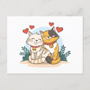 Carte Postale Mignonne couple animal de la Saint Valentin avec c
