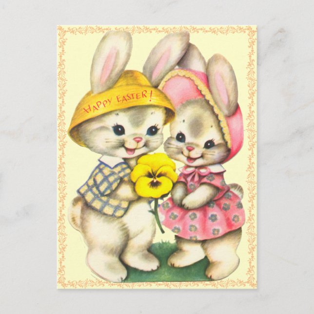 Carte postale mignonne d'enfants de lapins de (Devant)