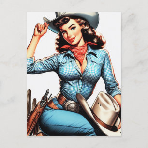 Carte Postale Mignonne fille de pays Vintage