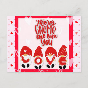 Carte Postale Mignonne Gnome Valentines Jour Coeurs Amour