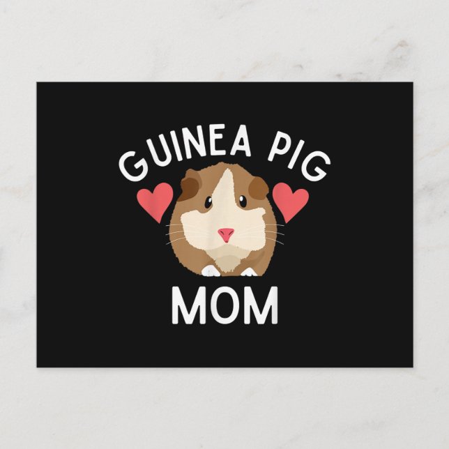 Carte Postale Mignonne Guinée Cochon Maman Amour Cadeau Coeurs r (Devant)