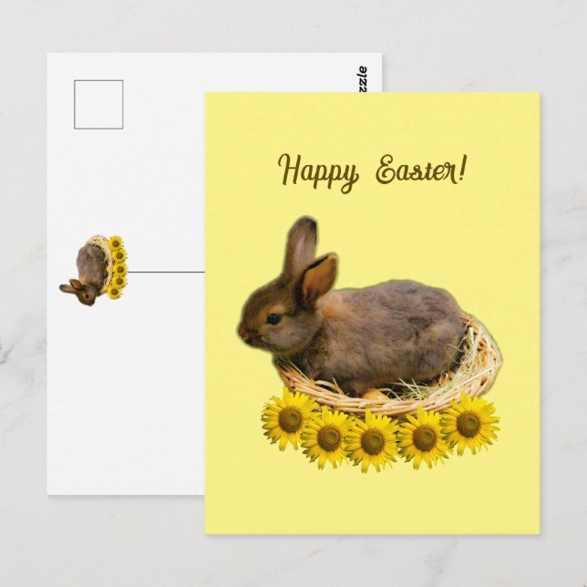Carte Postale Mignonne lapin bébé - lapin de pâques (Devant / Derrière)