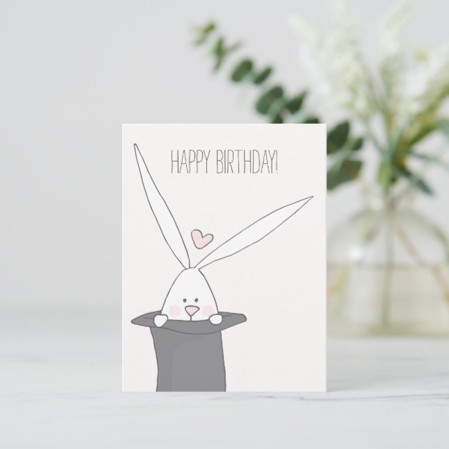 Carte Postale Mignonne lapin dans un chapeau haut de gamme - Ann (Debout devant)