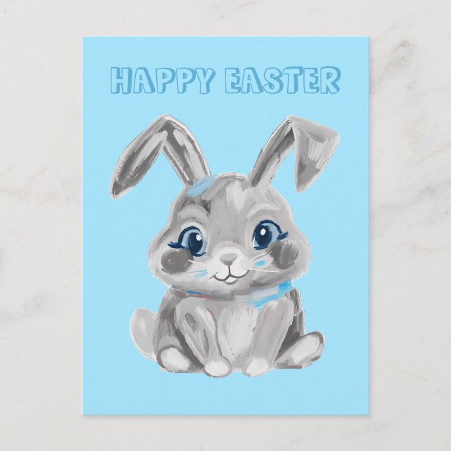 Carte Postale Mignonne Lapin de Pâques jardin d'enfants enseigna (Devant)