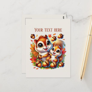 Carte Postale Mignonne Maman bébé écureuil ajouter du texte 