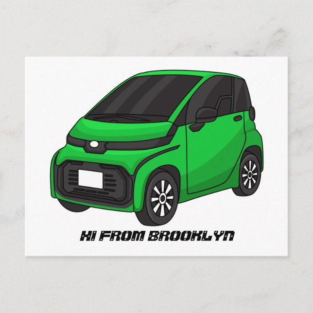 Carte Postale Mignonne micro-voiture verte (Devant)
