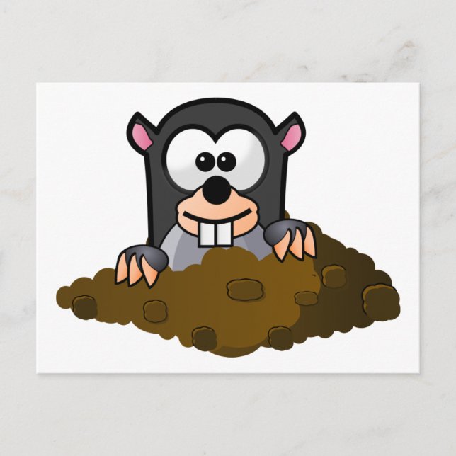 Carte Postale Mignonne Mole de Cartoon qui s'ouvre du sol (Devant)