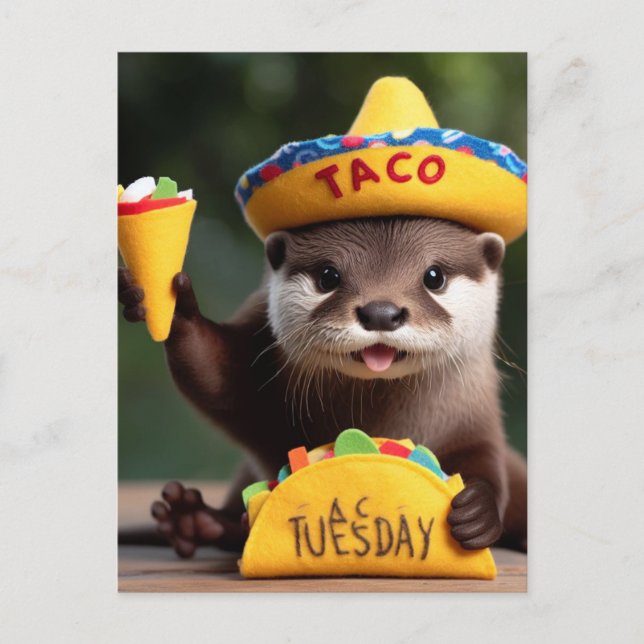 Carte Postale Mignonne Otter avec Taco (Devant)