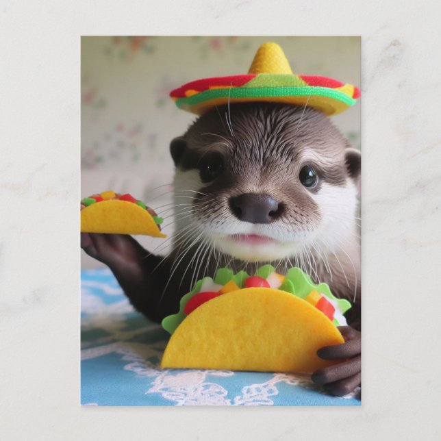 Carte Postale Mignonne Otter avec Tacos (Devant)