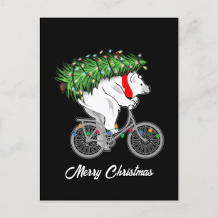 Carte Postale Mignonne Ours Portant Un Cadeau Arbre De Noël Pour