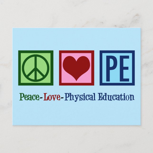 Carte Postale Mignonne PE Enseignant Paix Amour Éducation physiq (Devant)