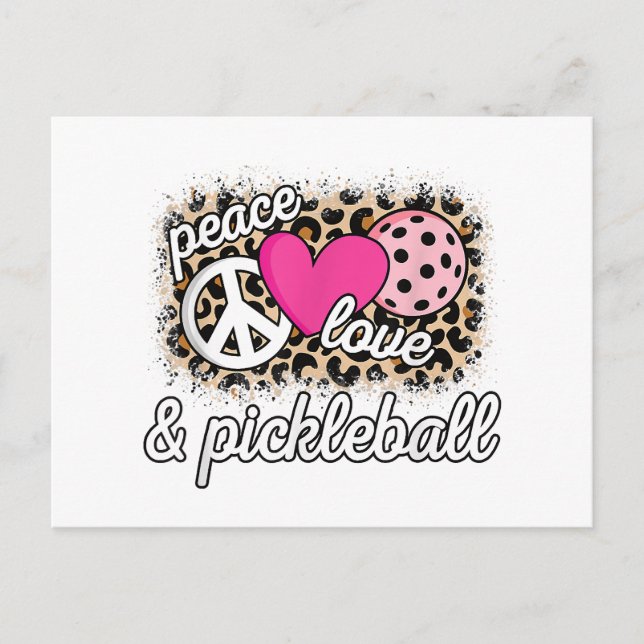 Carte Postale Mignonne Peace Love Pickleball Player Funny Pickle (Devant)