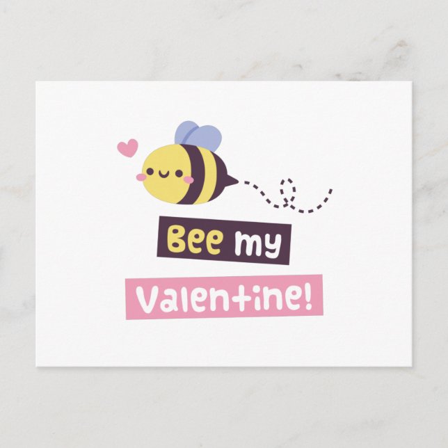Carte Postale Mignonne Petite Abeille, Abeille Mon Pun Valentine (Devant)