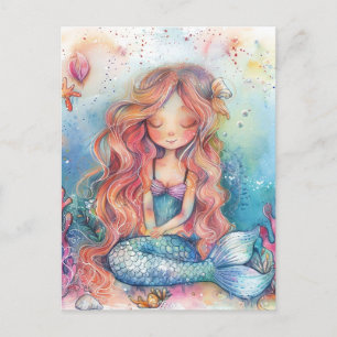 Carte postale Mignonne Sirène