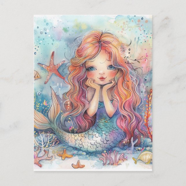 Carte postale Mignonne Sirène (Devant)