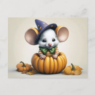 Carte Postale Mignonne souris halloween automne Bonjour manquer
