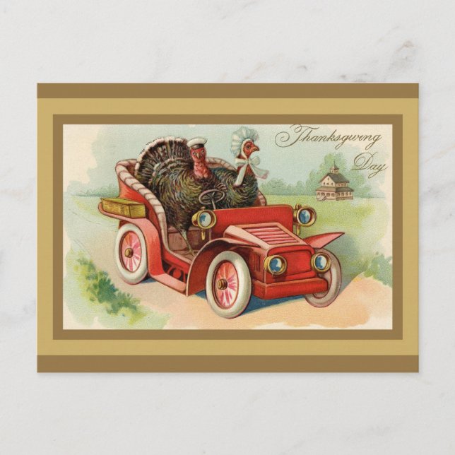 Carte Postale Mignonne Turquie Vintage Thanksgiving (Devant)