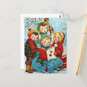 Carte Postale mignonne vintage enfants de Noël
