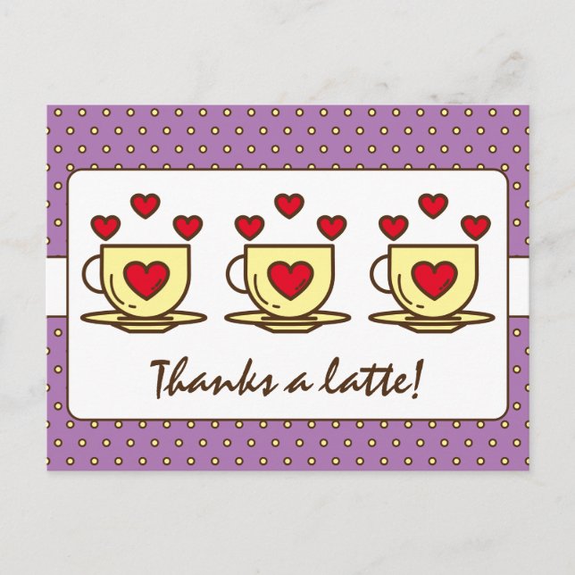 Carte Postale Mignonne Violet Grâce À Un Merci De Café Latte (Devant)