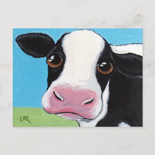 Carte postale mignonne Whimsical Black & White Cow (Devant)