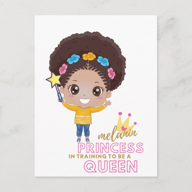 Carte Postale Mignonnes Filles Melanin Princesse Entraînement Po (Devant)
