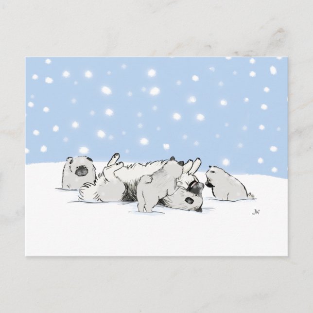 Carte Postale Mignonnes Keesies en vacances hivernales de la nei (Devant)