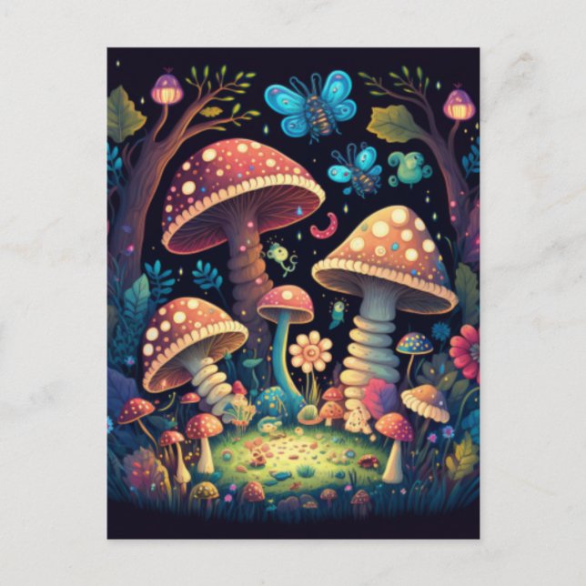 Carte Postale Mignons champignons magiques mignons (Devant)