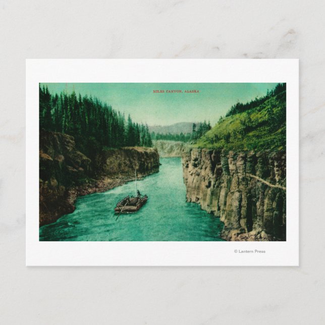 Carte Postale Miles Canyon, Alaska View with Men Rafting Down (Devant)
