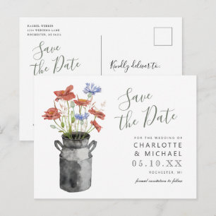 Carte Postale milkbucket fleur sauvage rustique enregistrer la d