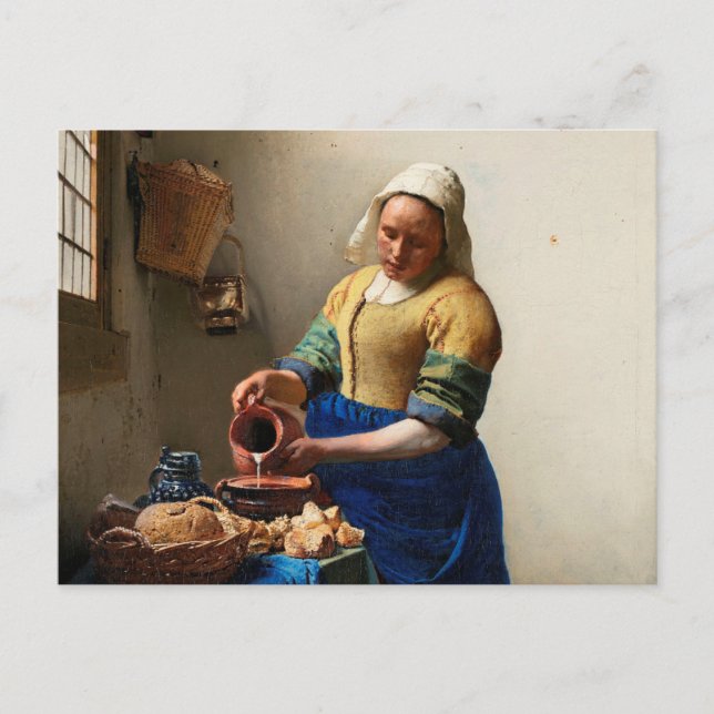 Carte Postale Milkmaid Kitchen Maid par Johannes Vermeer (Devant)
