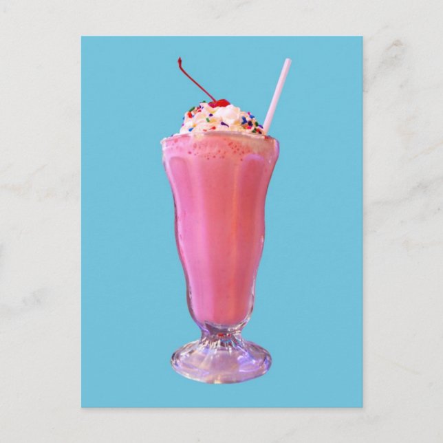 Carte Postale Milkshake aux fraises (Devant)