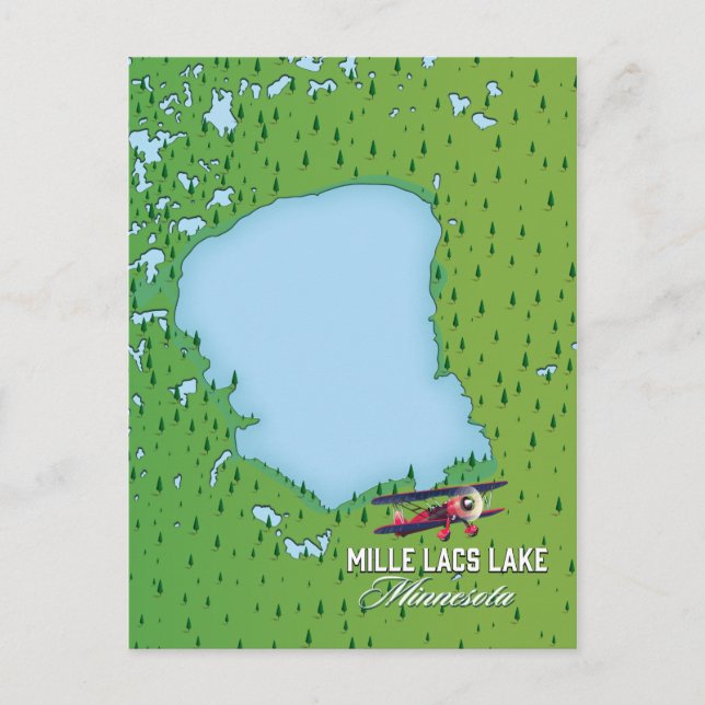 Carte Postale mille lacs Minnesota plan de voyage. (Devant)